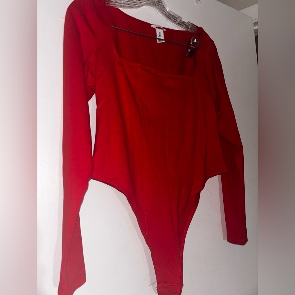 Red Long Sleeve Bodysuit